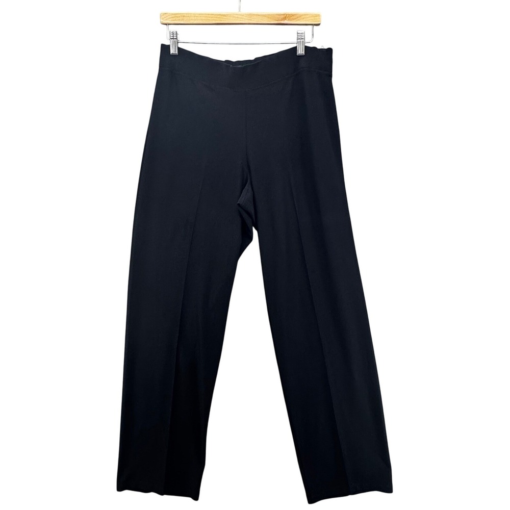 Eileen Fisher Viscose Knit Stretch Pull On Pant Size M Black USA Career Office - Picture 1 of 8